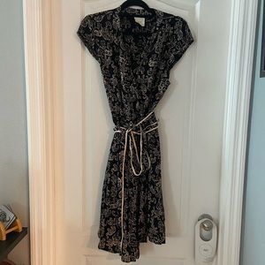 Anthropologie Maeve Noronha Elephant in the Room Faux Wrap Tie Dress